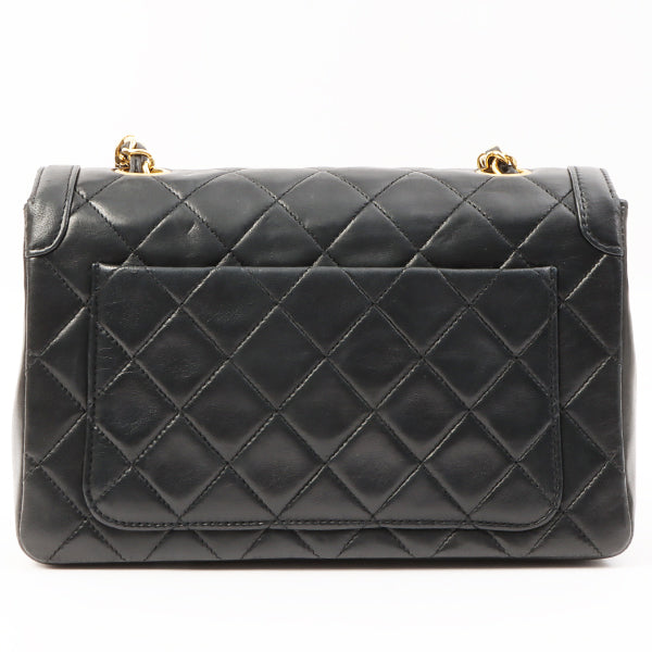 Chanel Around 1990 Made Design Flap Turn-Lock Chain Bag With Pouch Black