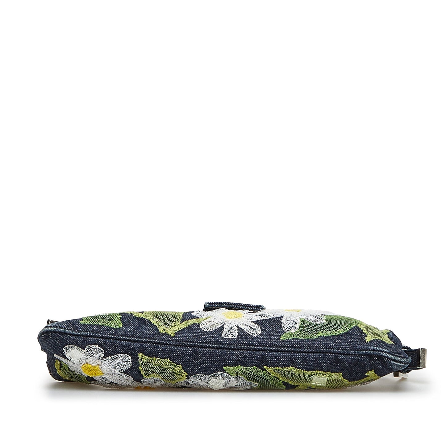 FENDI Embroidered Denim Baguette