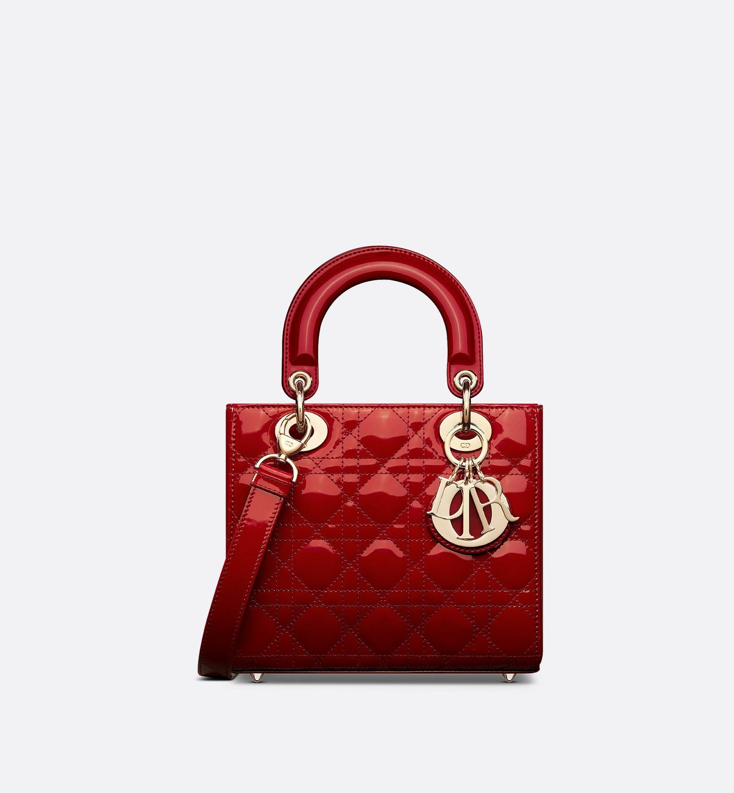 Small Lady Dior Bag Cherry Red Patent Cannage Calfskin