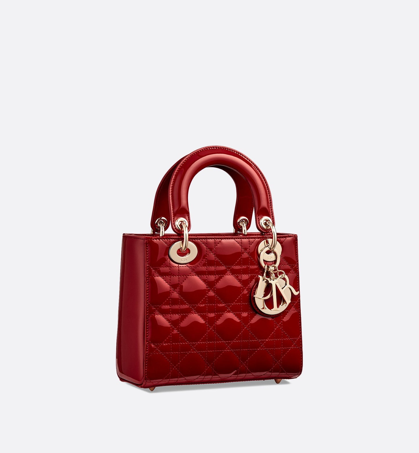 Small Lady Dior Bag Cherry Red Patent Cannage Calfskin