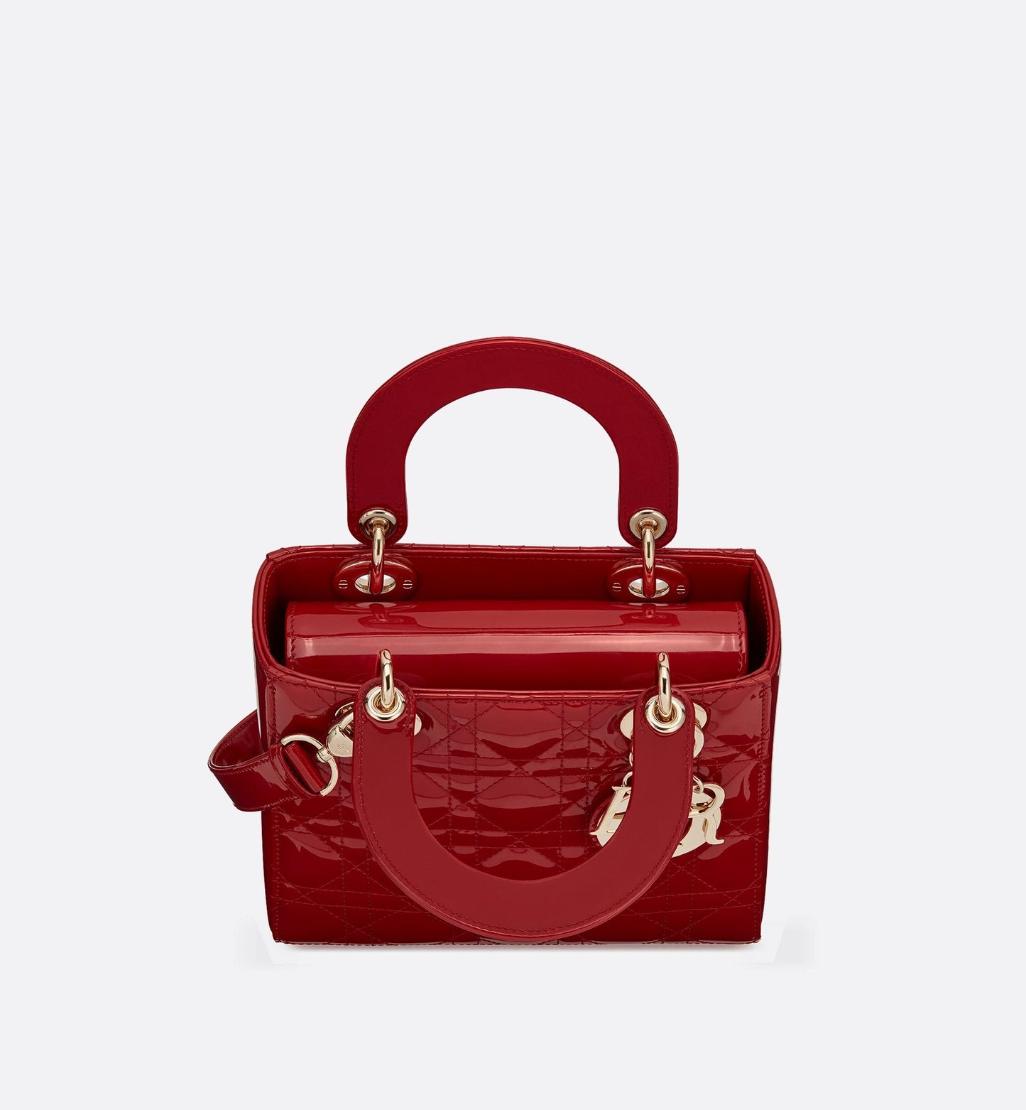 Small Lady Dior Bag Cherry Red Patent Cannage Calfskin