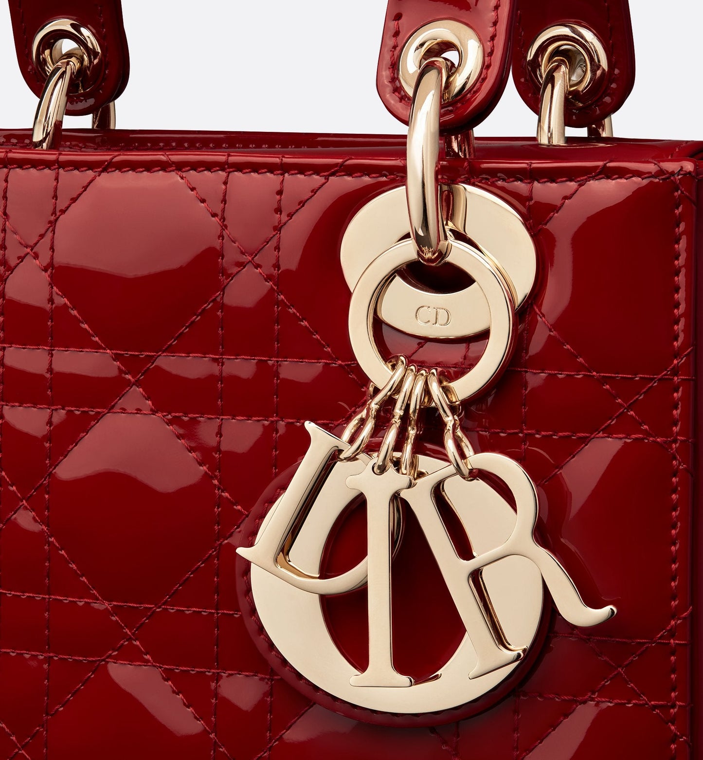 Small Lady Dior Bag Cherry Red Patent Cannage Calfskin