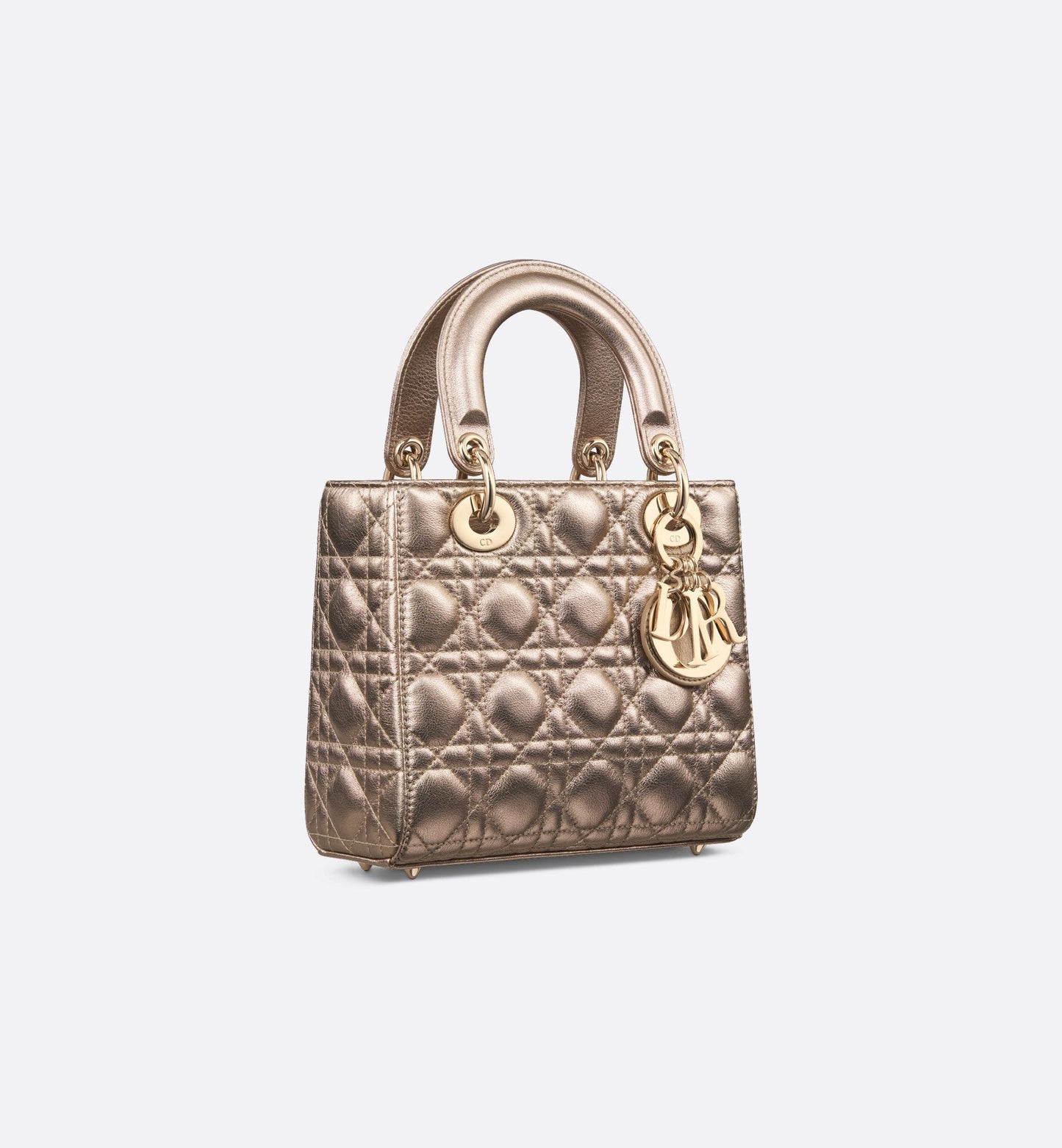 Small Lady Dior My Abcdior Bag Gold-Tone Cannage Metallic Calfskin