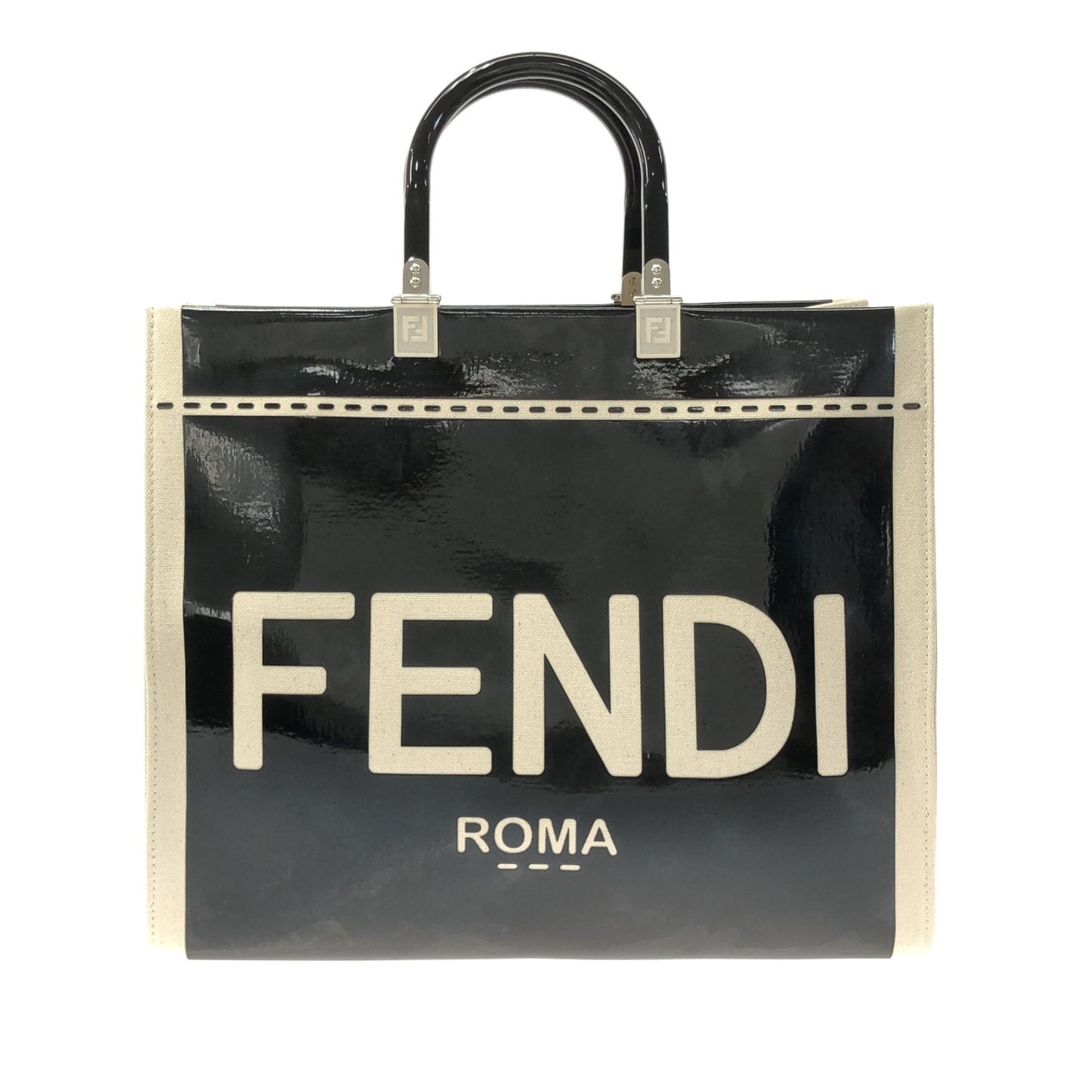 FENDI Medium Patent Sunshine Shopper Tote Satchel