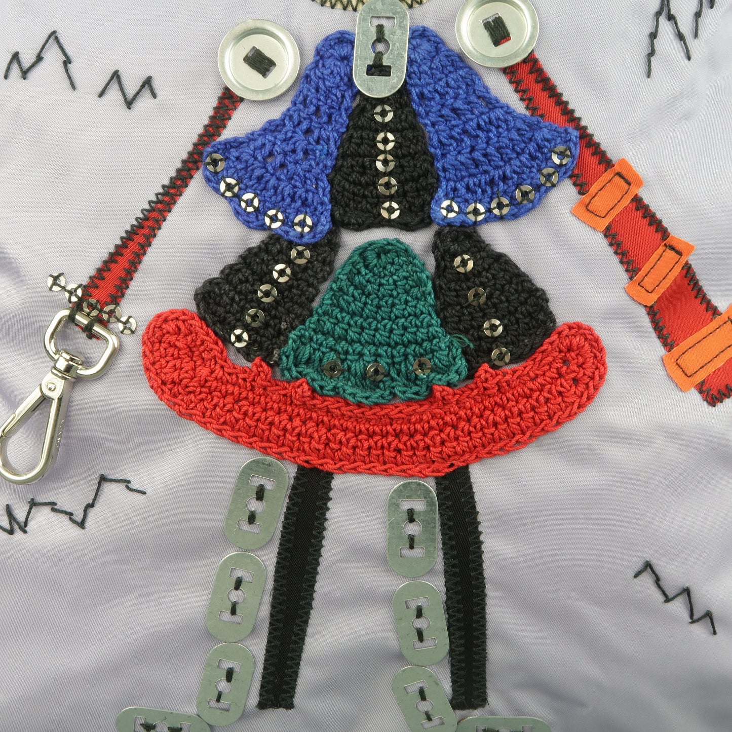 PRADA Lavender Nylon Robot 6 Lady Embellished Tote Handbag