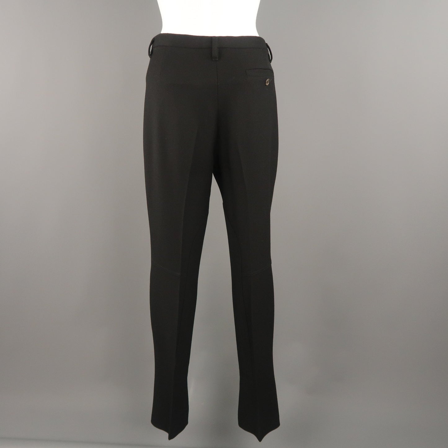 PRADA Size 6 Black Twill Riding Patch Dress Pants