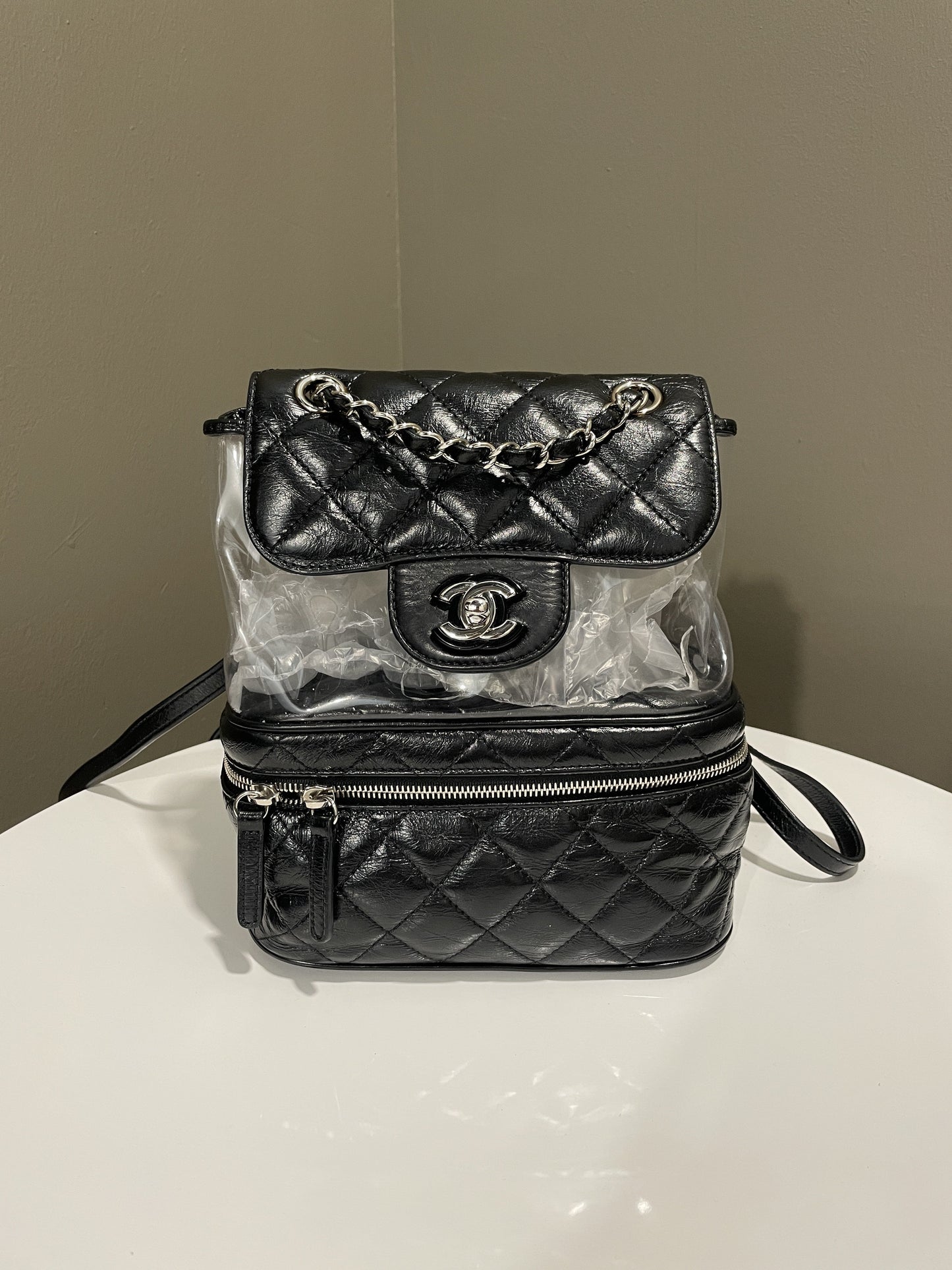 Chanel Aquarium Backpack Black Age Calfksin