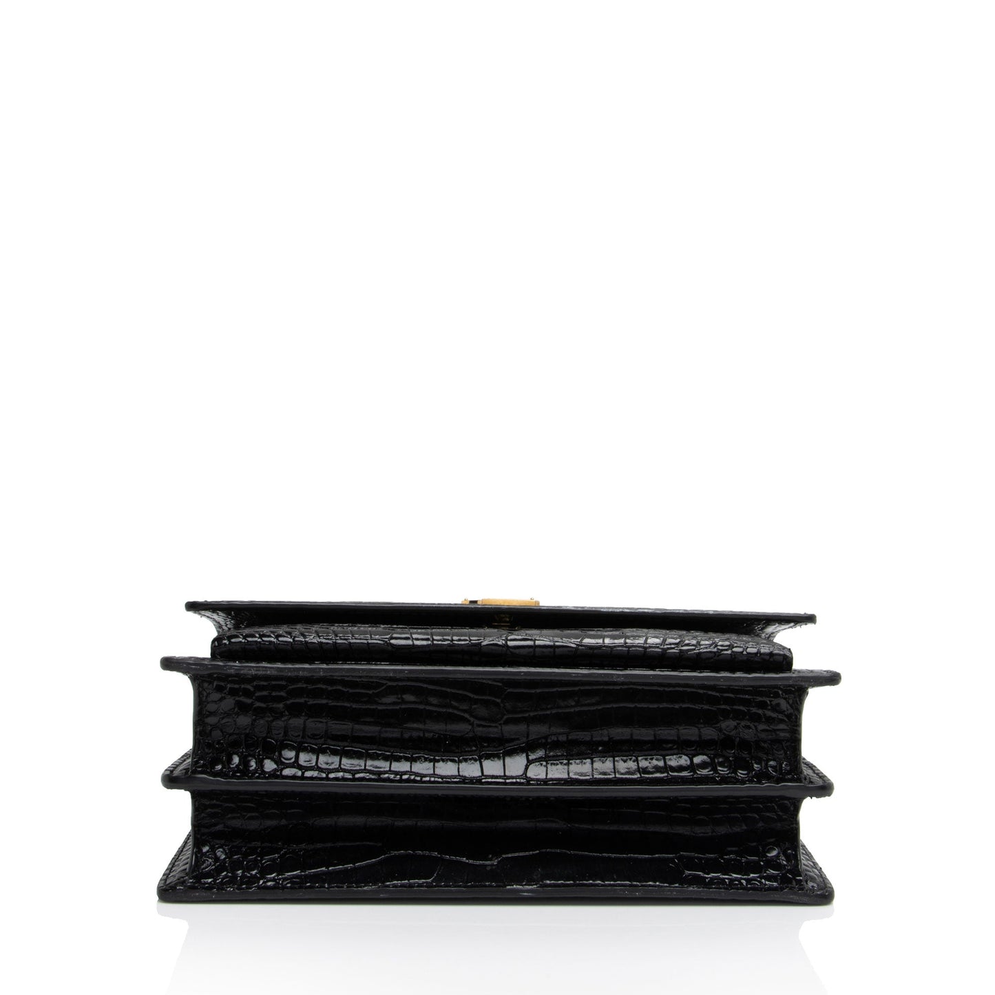 Saint Laurent Croc Embossed Leather Monogram Sunset Medium Shoulder Bag (SHF-otiVDf)