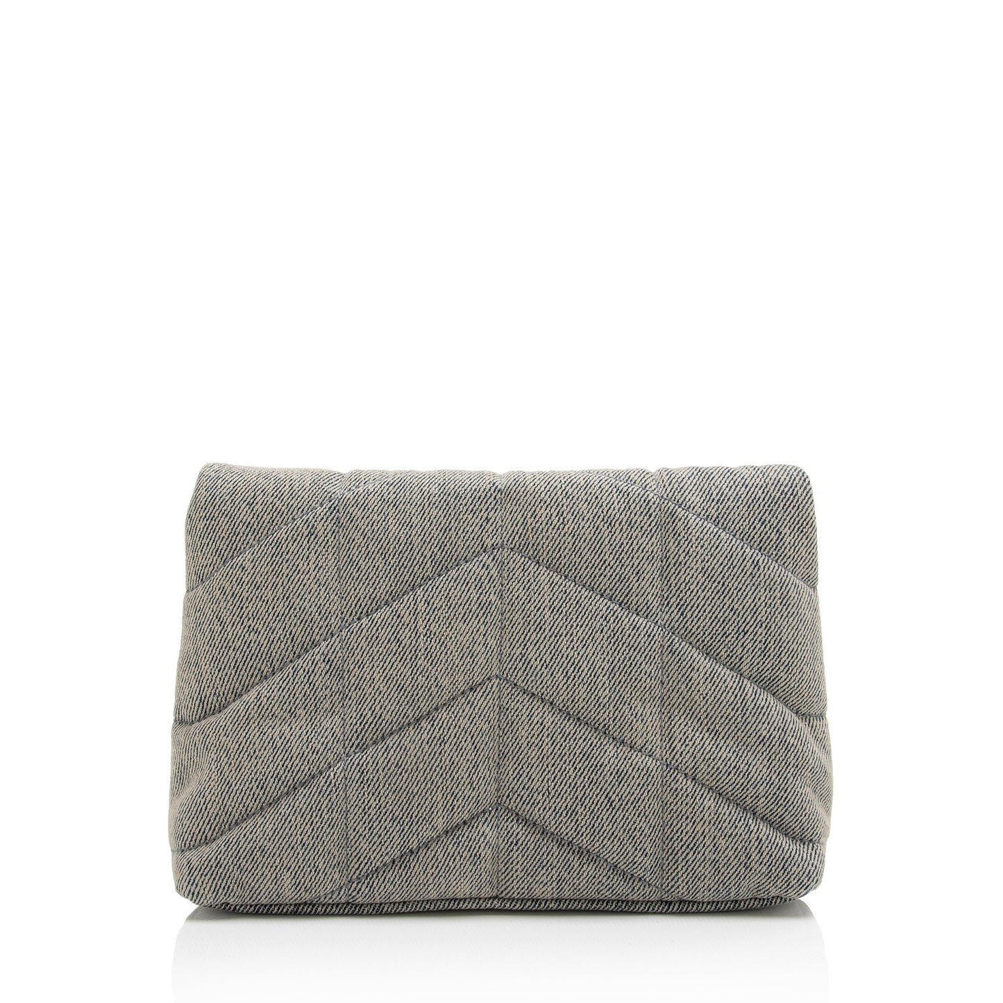 Saint Laurent Denim Monogram Puffer LouLou Small Clutch (SHF-23055)