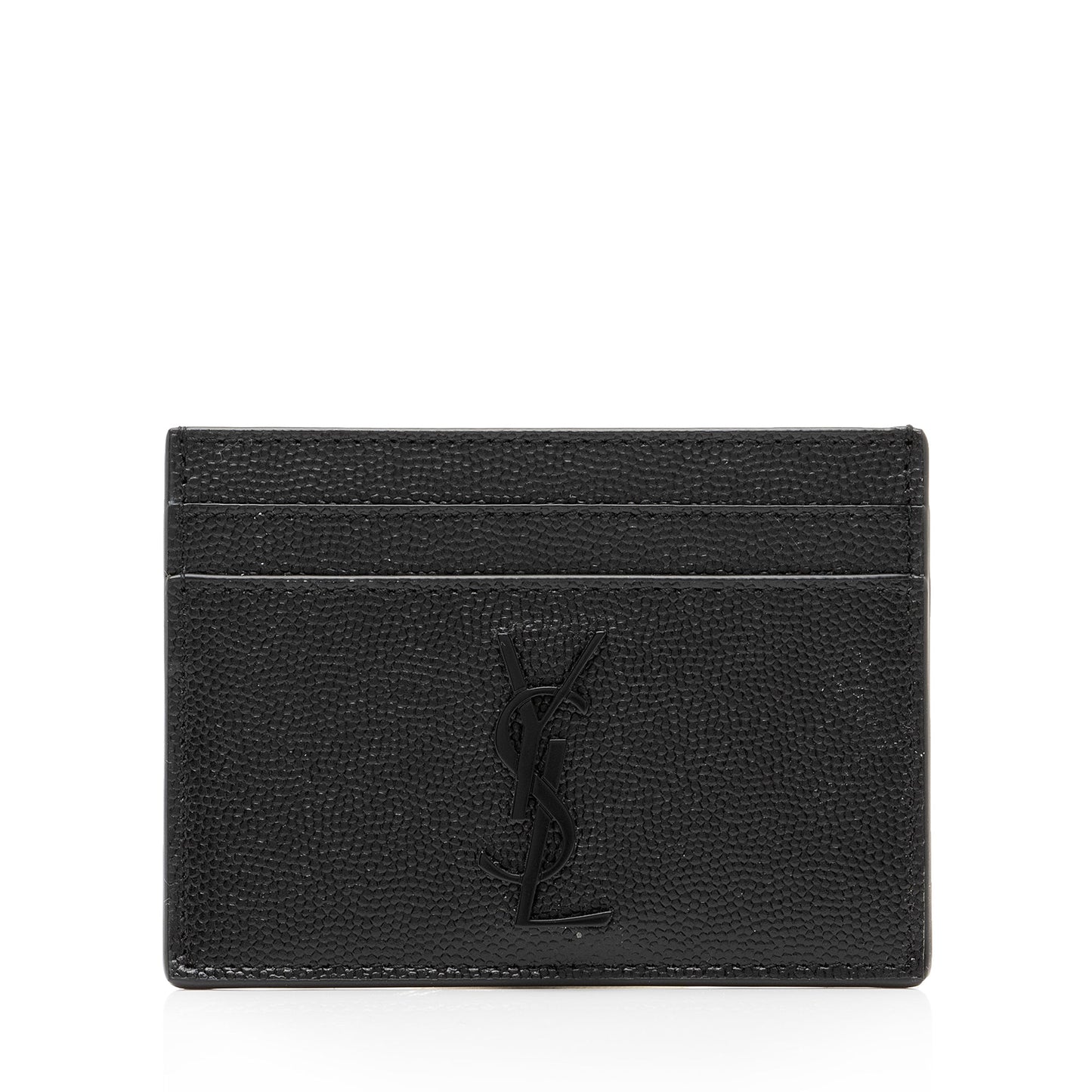 Saint Laurent Grain de Poudre Monogram Card Case (SHF-23859)