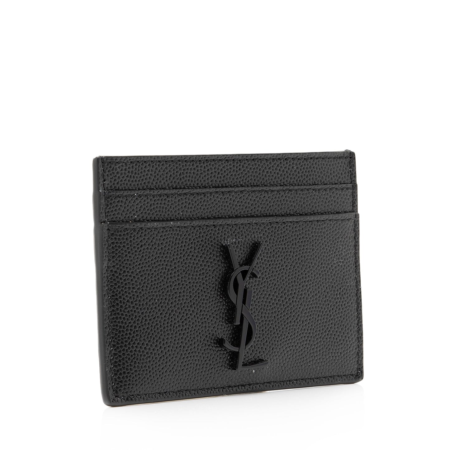 Saint Laurent Grain de Poudre Monogram Card Case (SHF-23859)