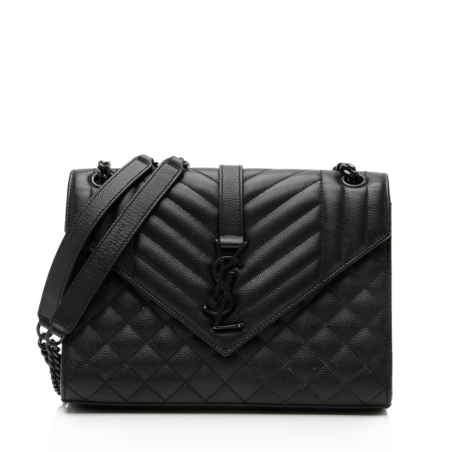 Saint Laurent Mixed Matelasse Grain de Poudre Monogram Medium Shoulder Bag (SHF-23369)