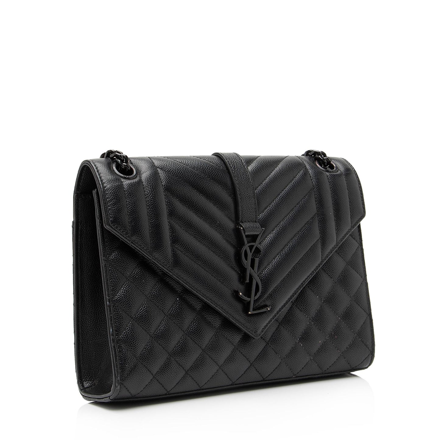 Saint Laurent Mixed Matelasse Grain de Poudre Monogram Medium Shoulder Bag (SHF-23369)
