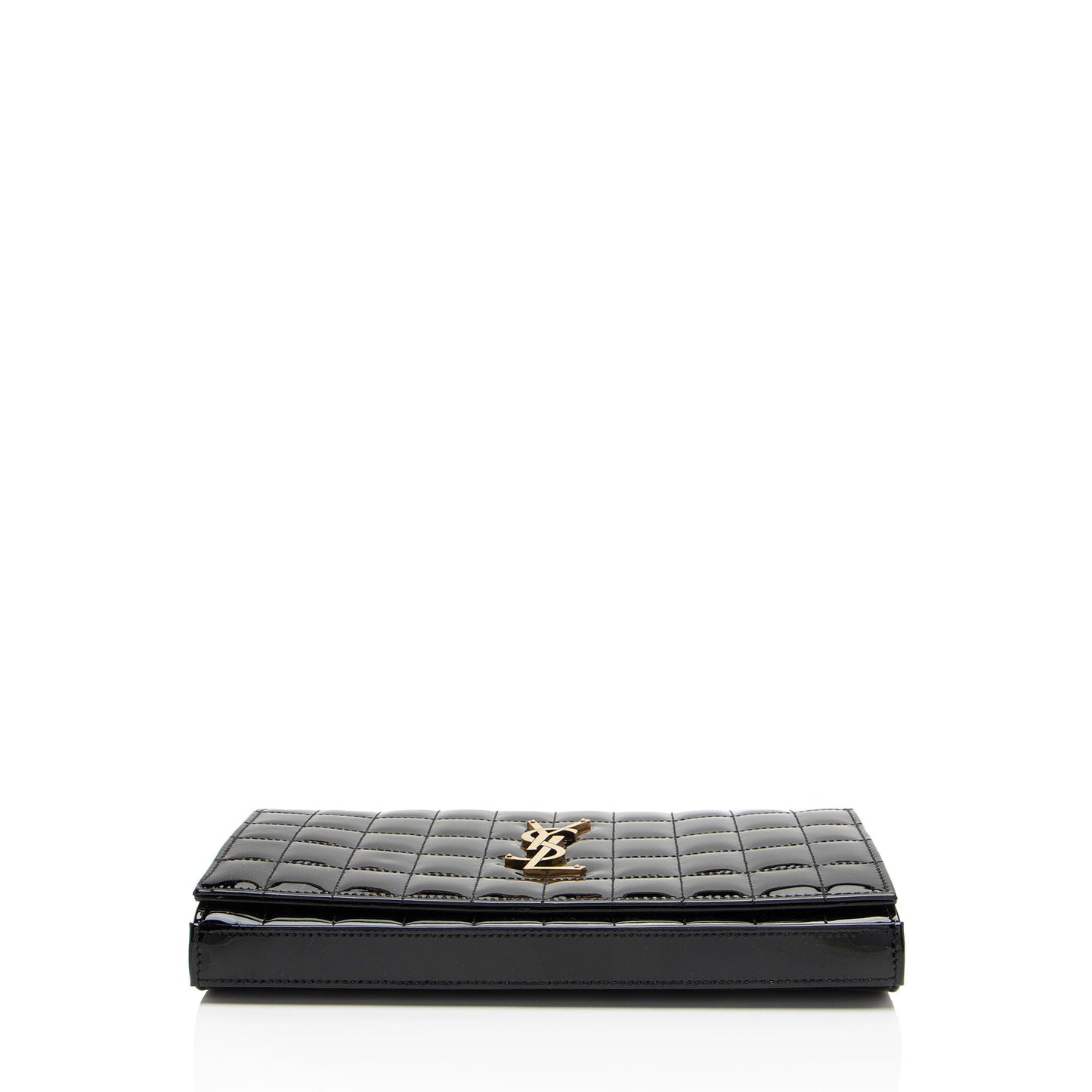 Saint Laurent Quilted Patent Leather Monogram Cassandre Chain Wallet