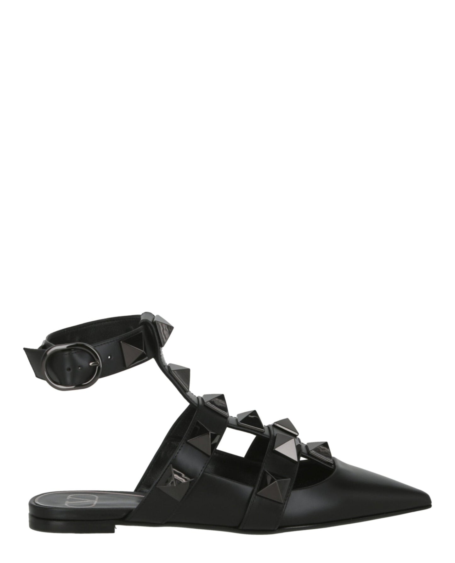Valentino Womens Roman Stud Ballerina Shoes Black
