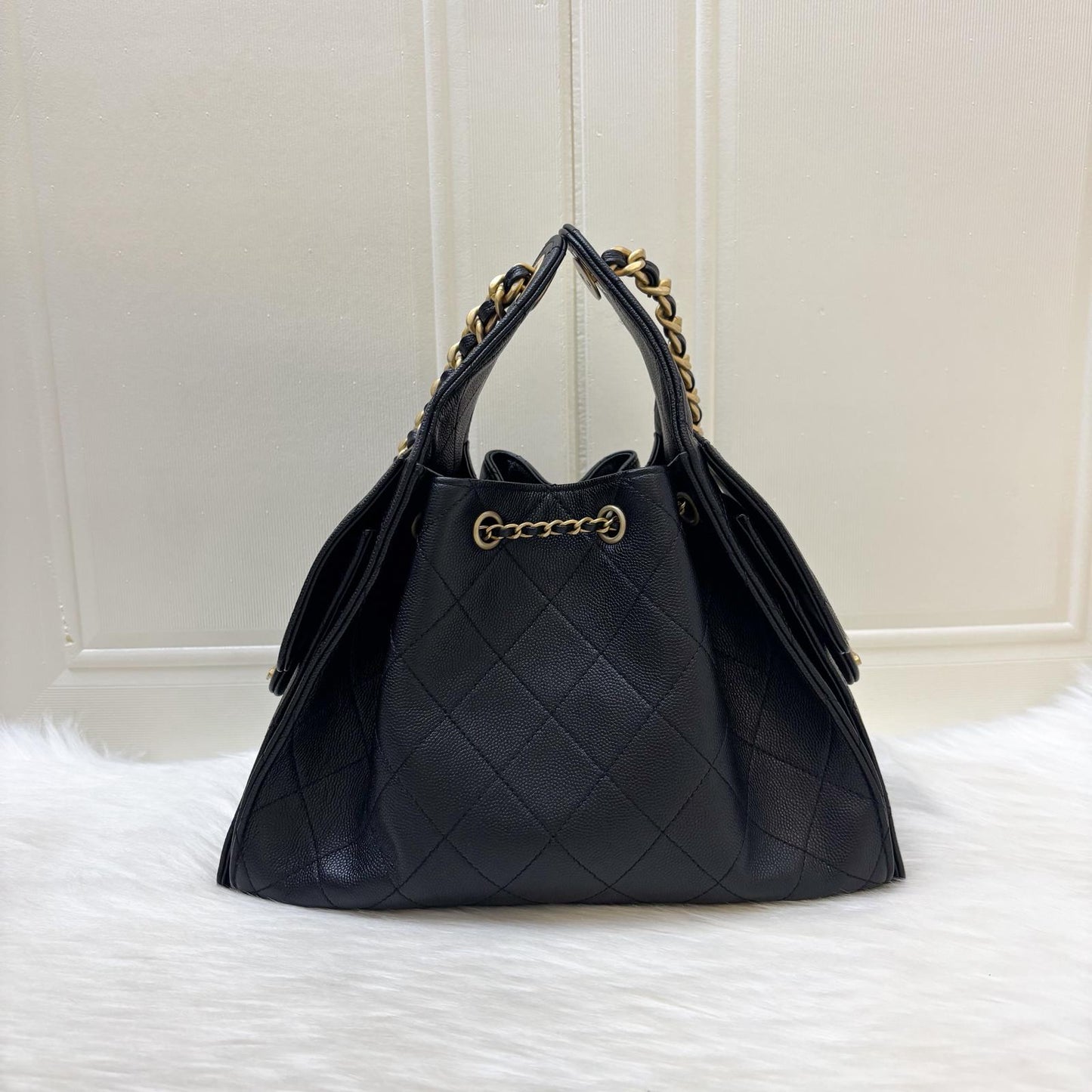 Chanel 25 Small Hobo Bag in Black Caviar and AGHW (Model: AS5293)