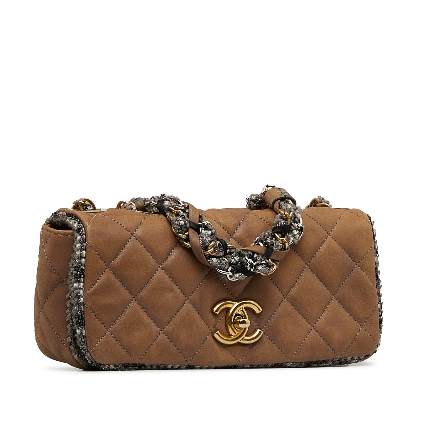CHANEL - Small Quilted Lambskin and Tweed Chain Flap
