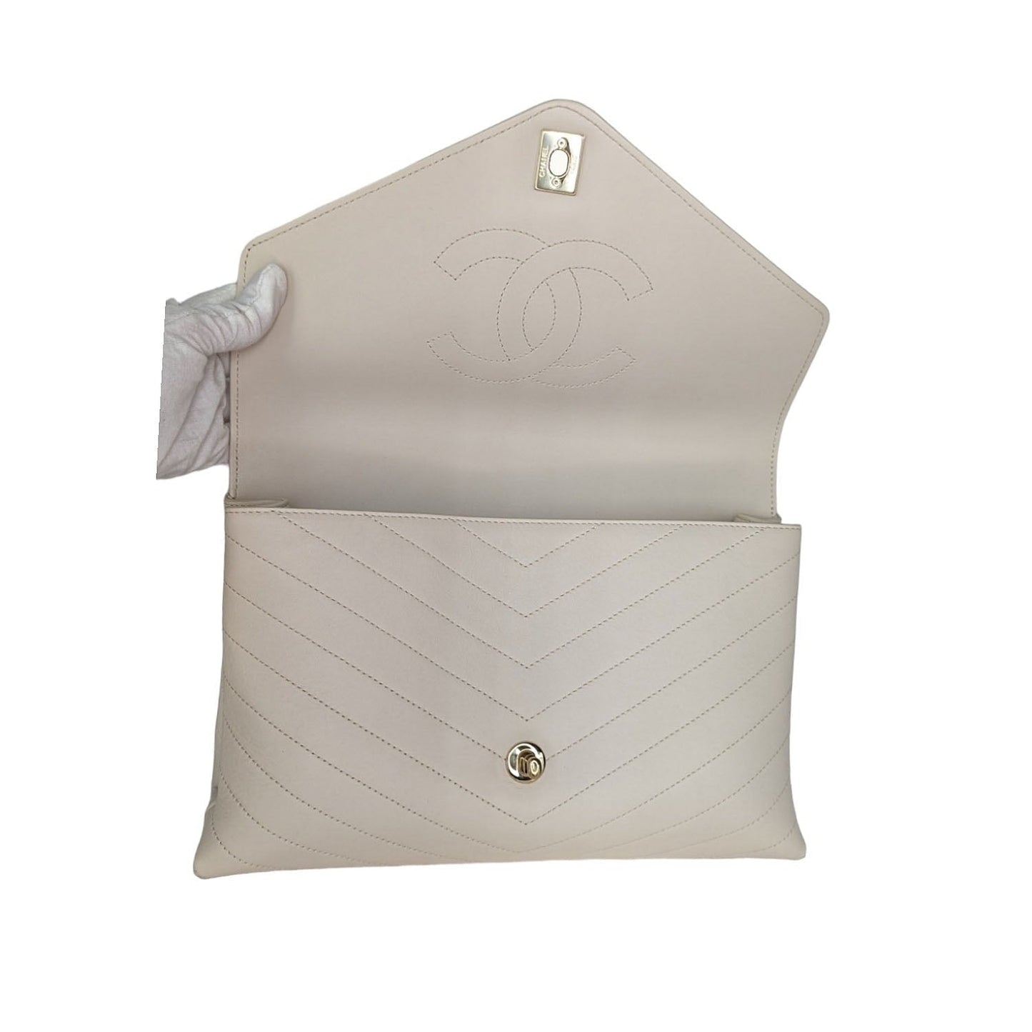 Chanel bag Cream Chevron Leather Coco Envelope Shoulder Bag