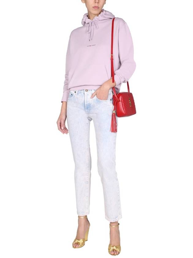 Saint Laurent Women's Logo Skinny Jeans Light Grey