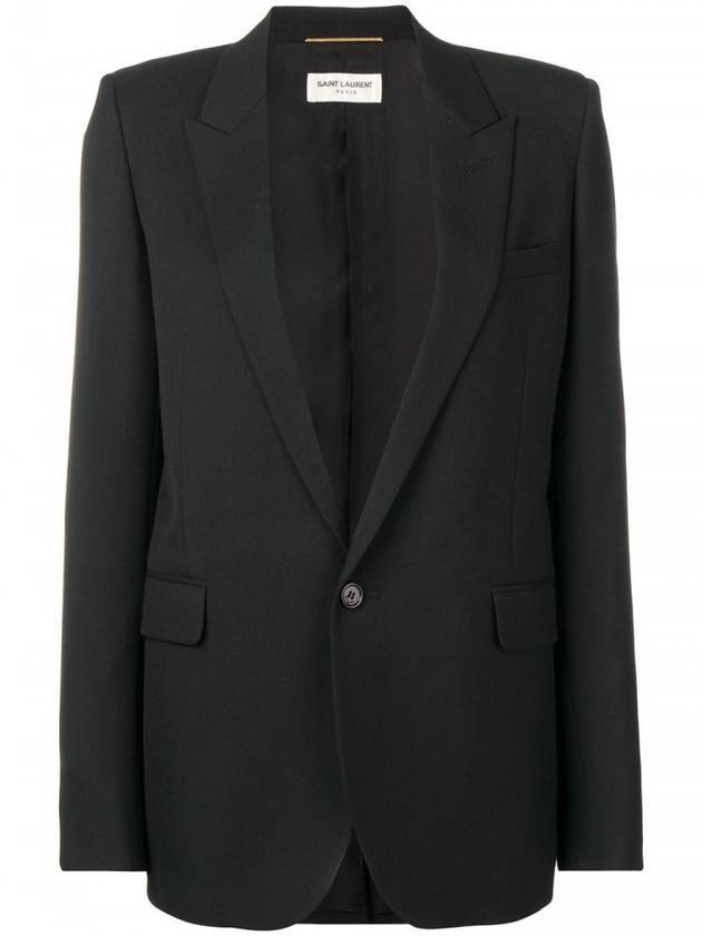 Saint Laurent Women's Single Breasted Blazer Virgin Wool Jacket Black