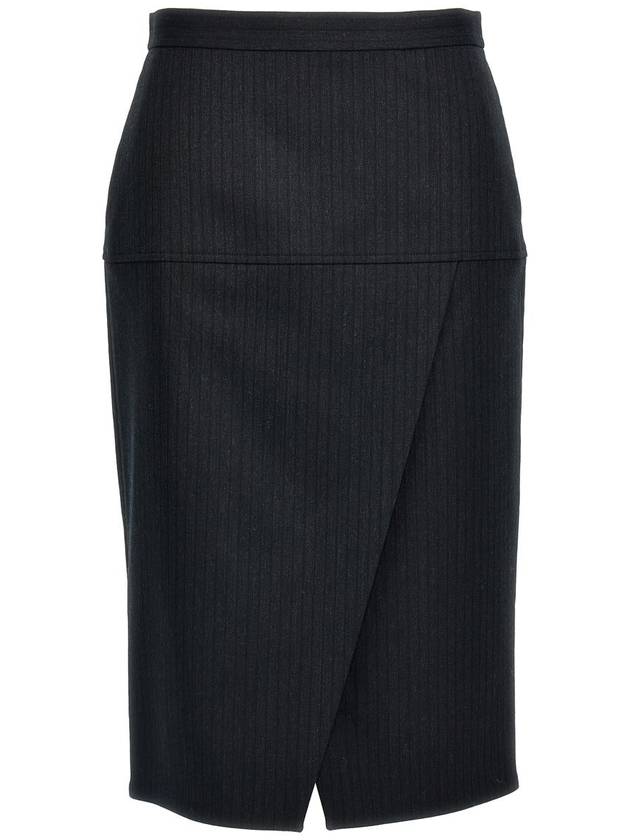 Fendi Pinstripe Wool Pencil Skirt Black