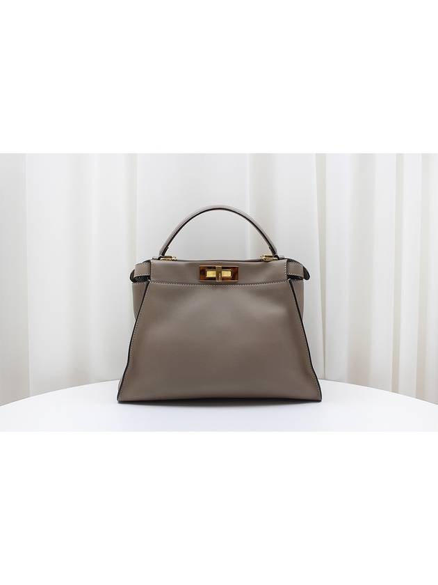 Fendi Etoff Peekaboo medium tote shoulder bag beige 8BN290