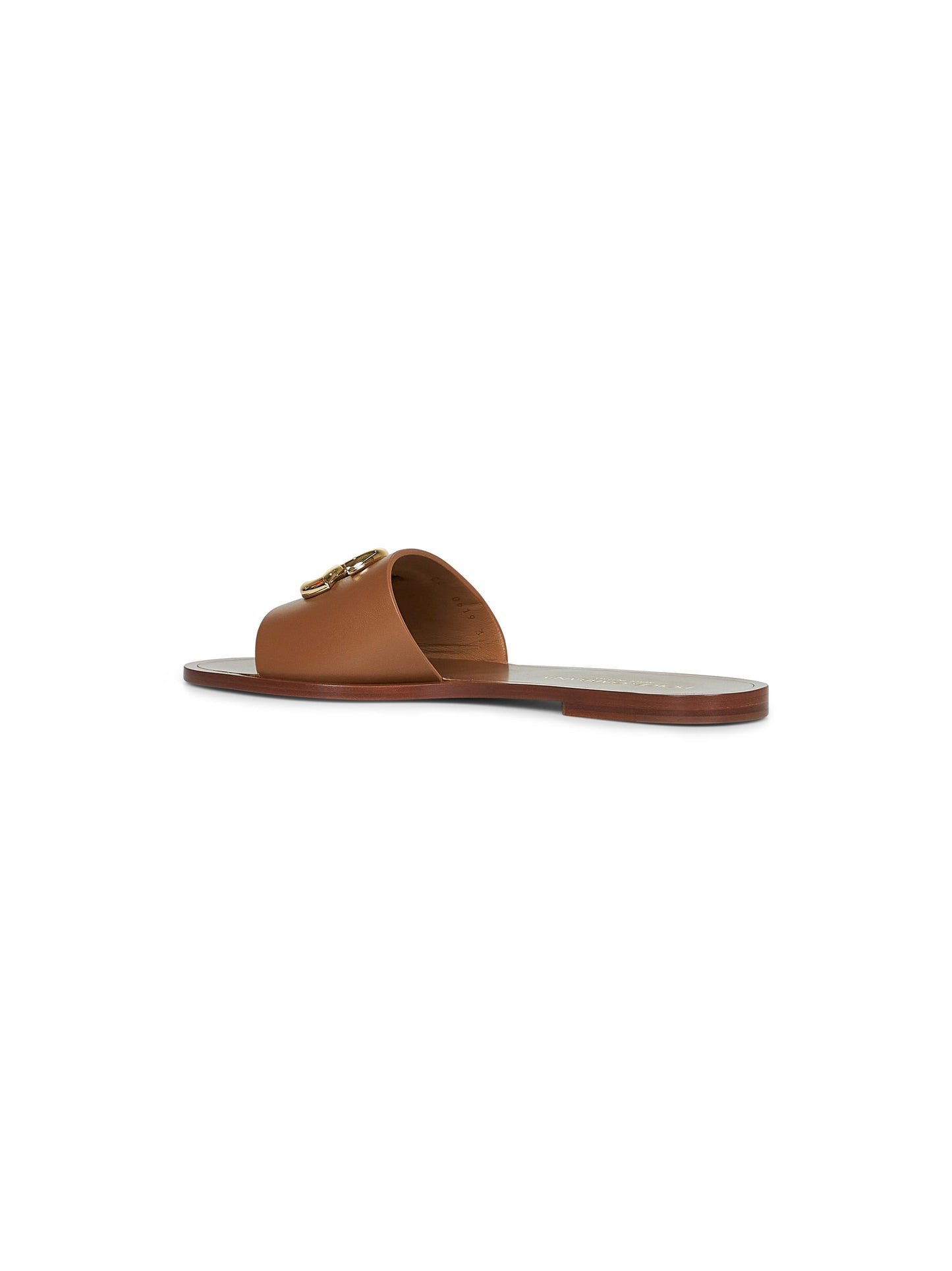 Dolce & Gabbana Women Camel Calf Leather Bianca Slides