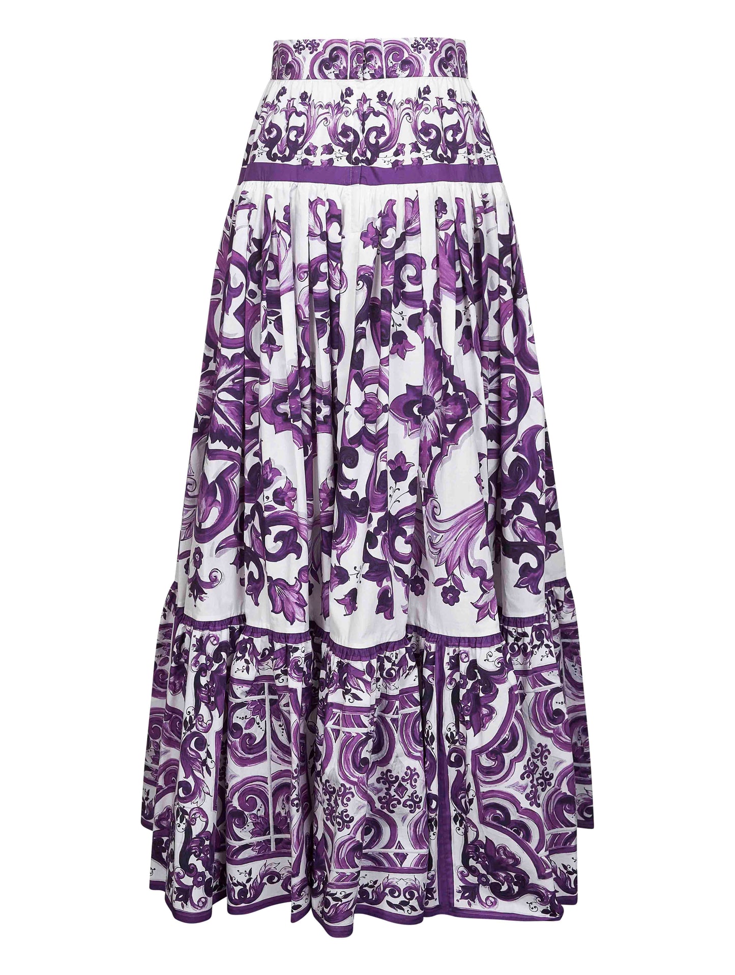 Dolce & Gabbana Women Maiolica Print Poplin Long Skirt