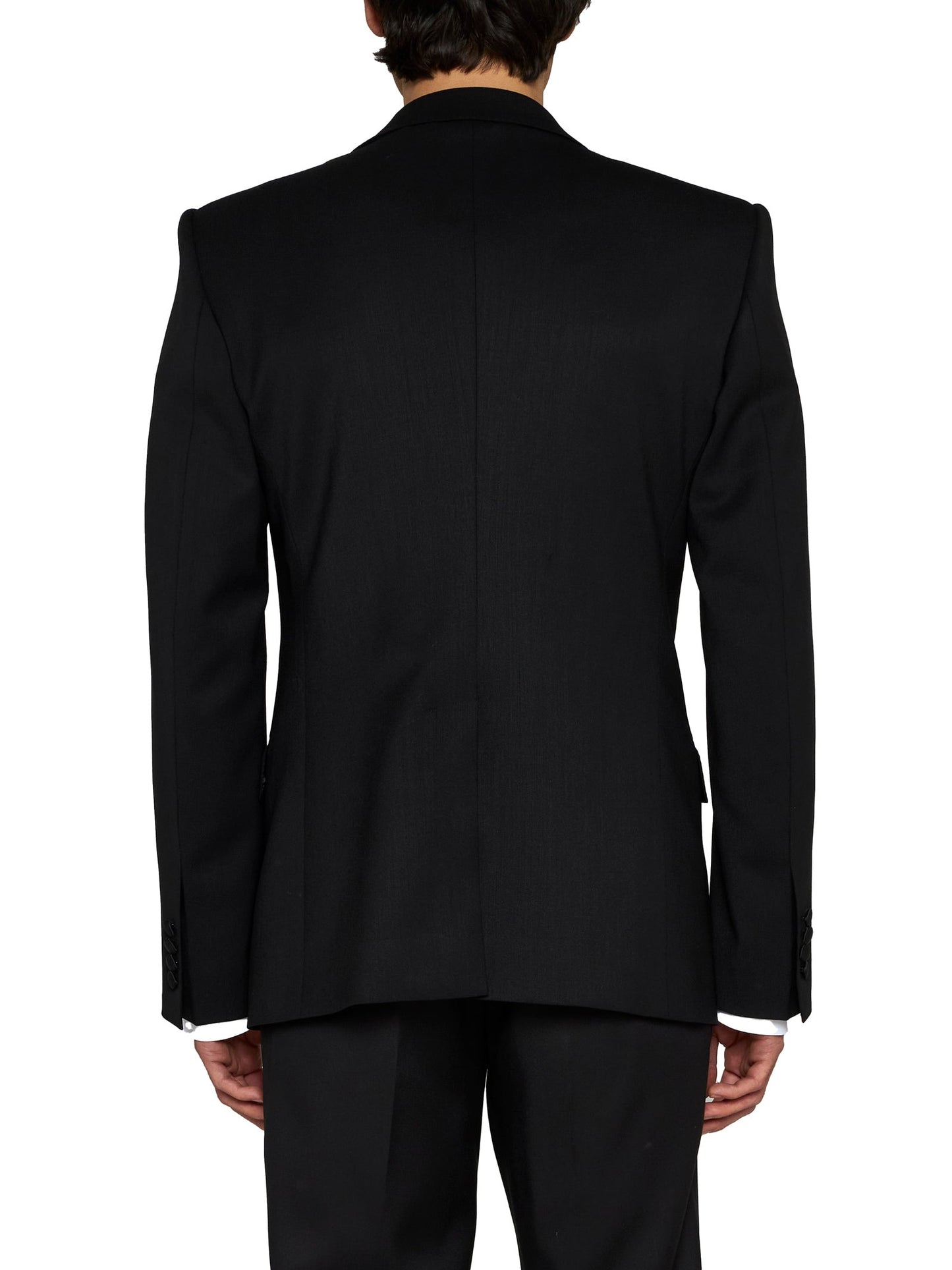 Dolce & Gabbana Men Black Stretch Wool Sicilia Tuxedo Blazer