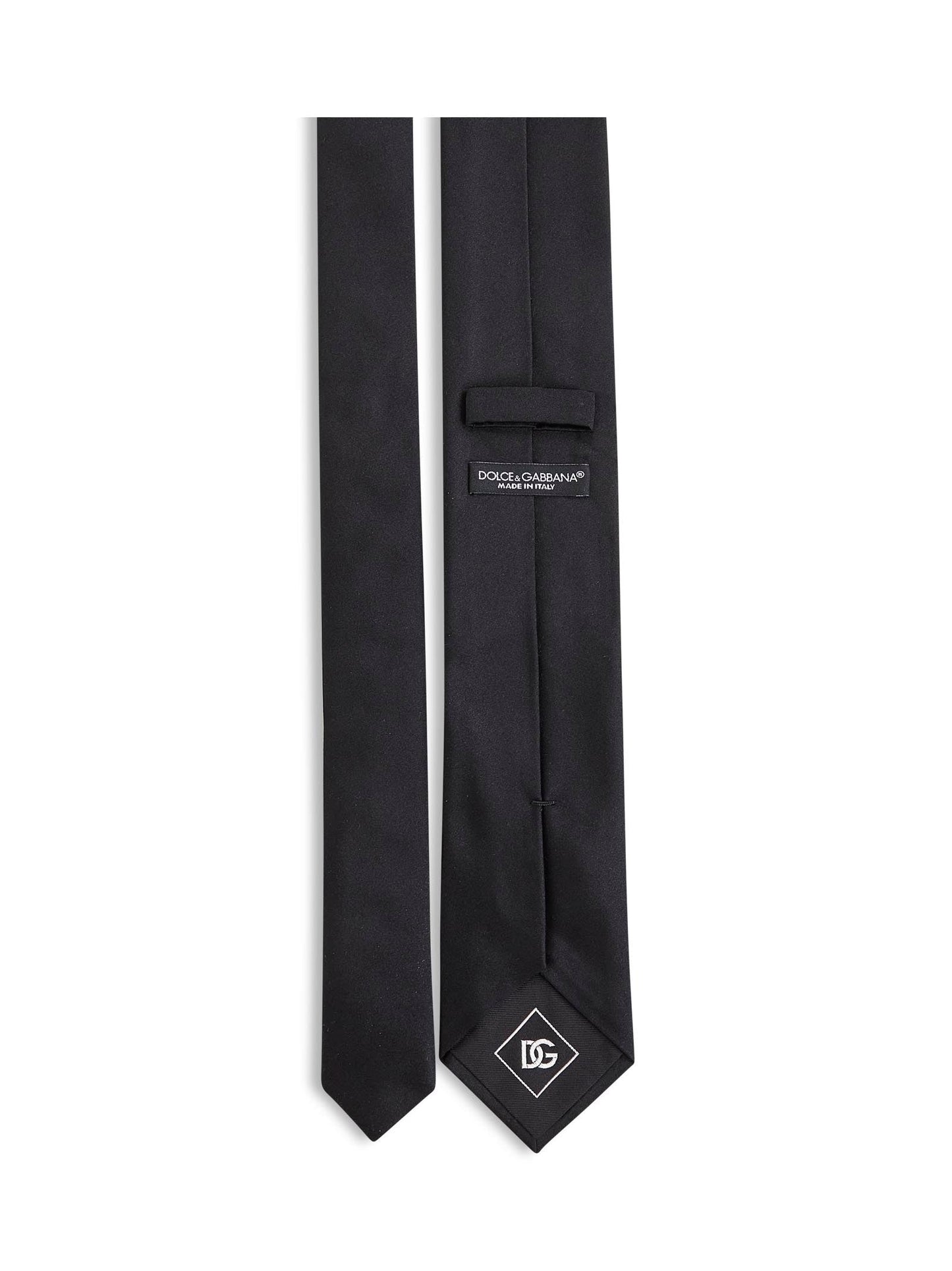 Dolce & Gabbana Men Black Silk Satin Martini Tie
