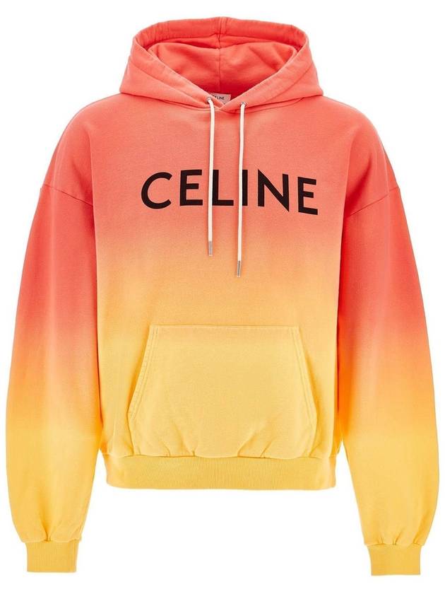 CELINE Logo-Print Cotton Hoodie Sunset