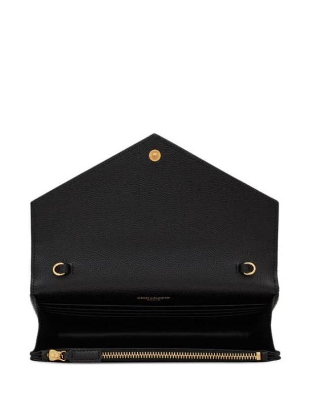Saint Laurent Women's Logo Envelope Chain Long Wallet Black