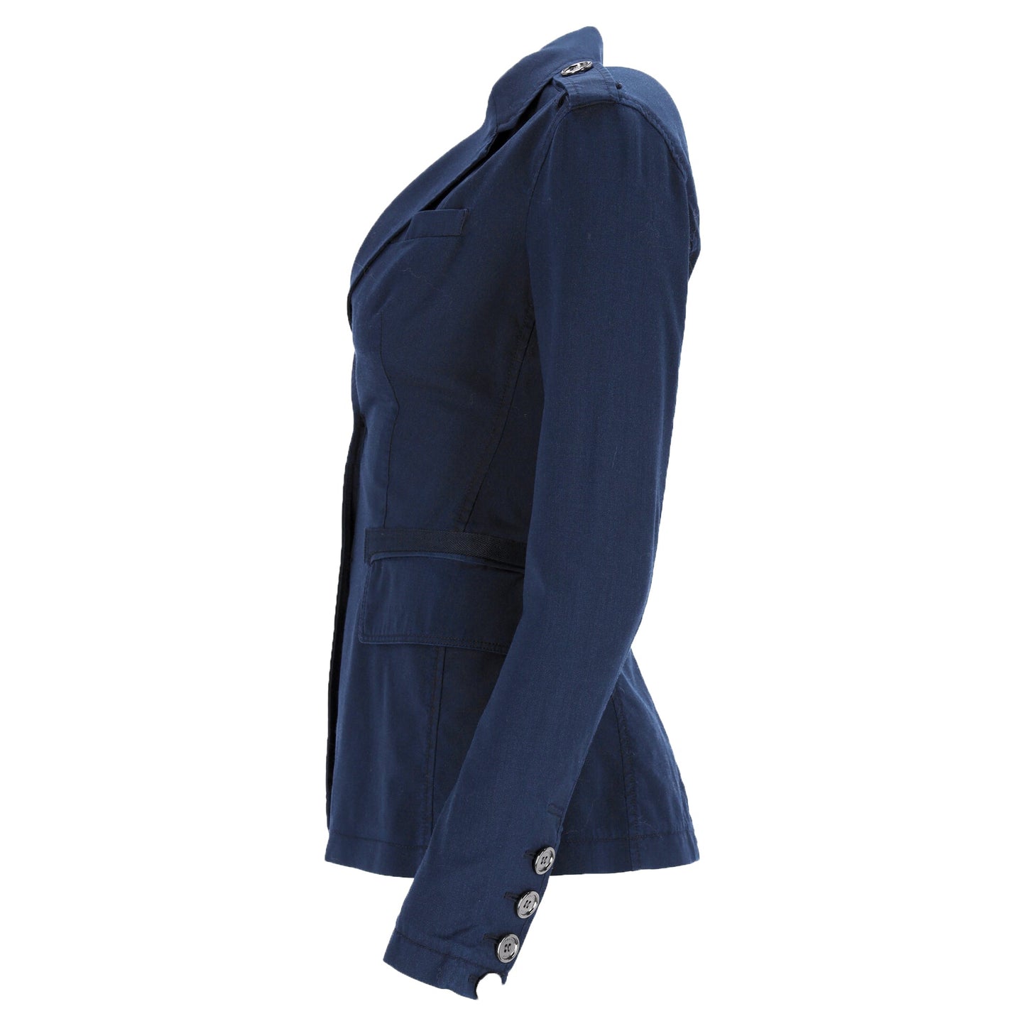 Burberry Brit Single-Breasted Blazer with Pockets in Blue Cotton Denim