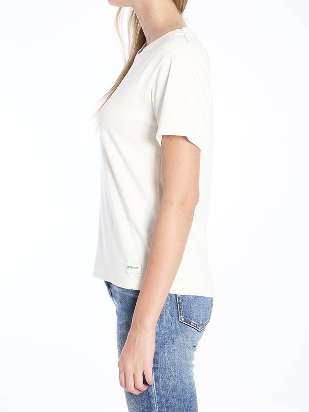 Saint Laurent Logo Patch Crew Neck Short Sleeve T-Shirt White