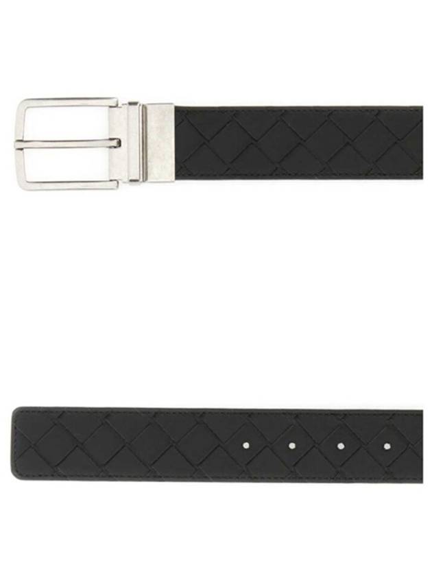 Bottega Veneta Intrecciato Reversible Leather Belt Black