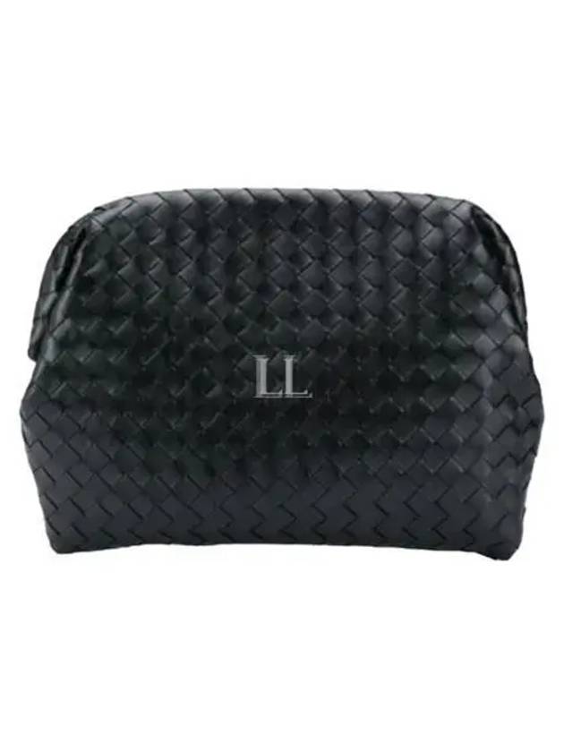 Bottega Veneta Intrecciato Leather Pouch Bag Black