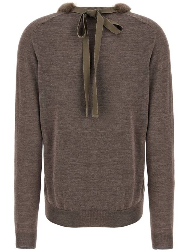 Fendi V-Neck Knit Top Grey