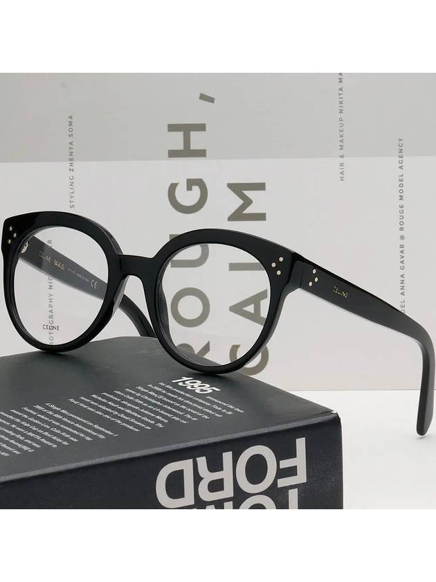 CELINE Eyewear Logo Round Eyeglasses Shiny Black