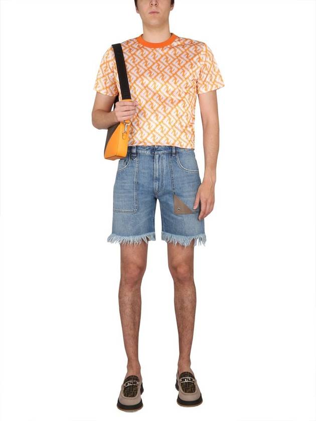 Fendi Fringe Denim Shorts Blue