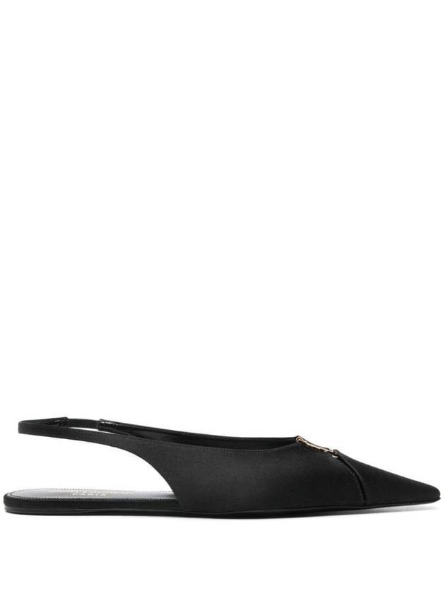 Saint Laurent Babylon Satin Slingback Flat Black