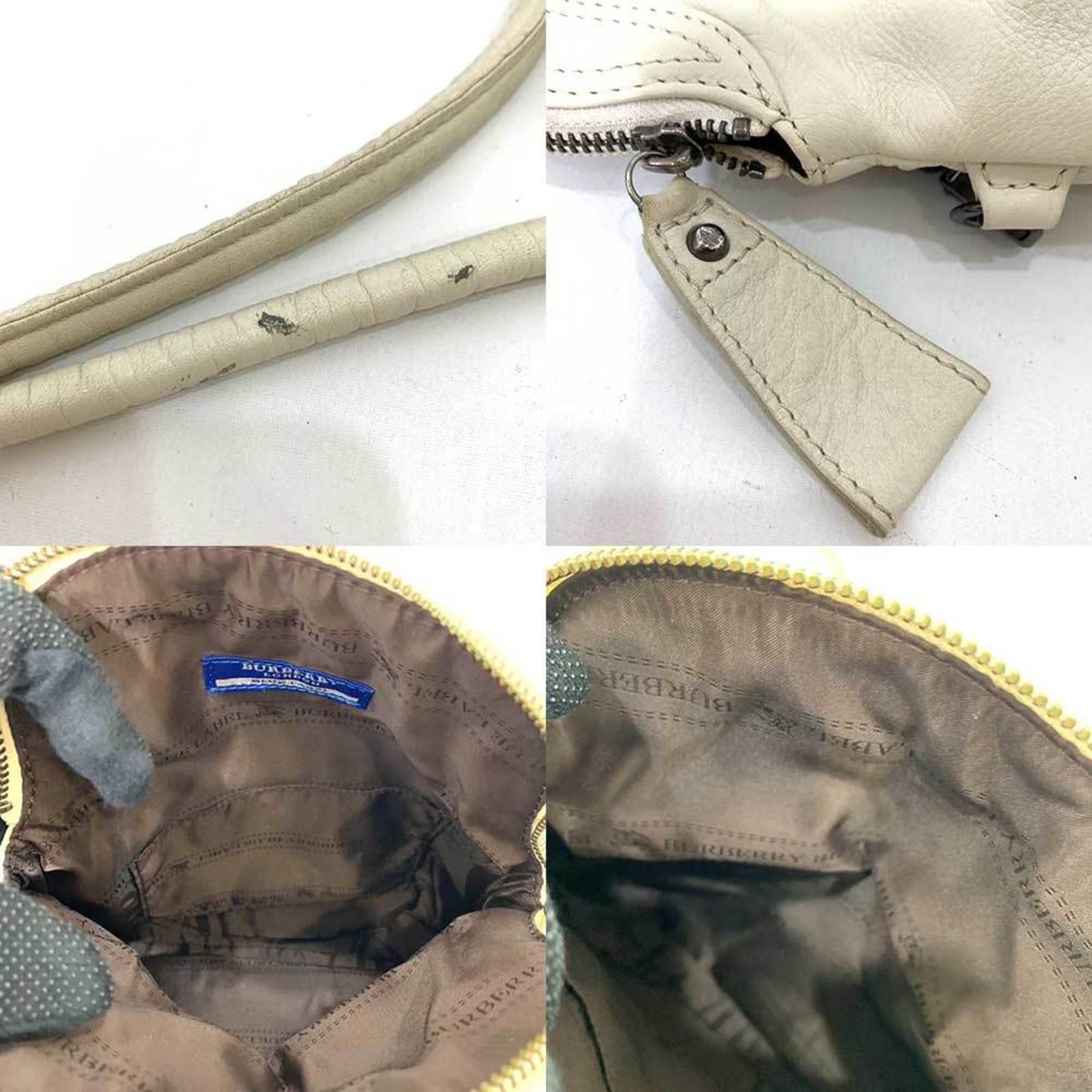 Burberry blue Label ivory Leather Pochette Shoulder Bag ()