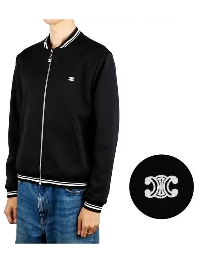 CELINE Triomphe Teddy Zip Double Face Jersey Jacket Black