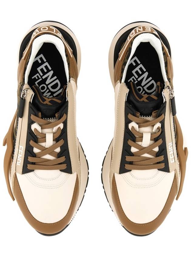 Fendi Flow FF Jacquard Leather Running Low Top Sneakers Brown