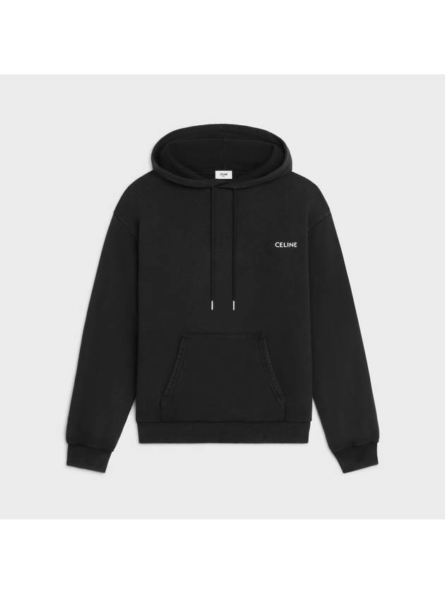 CELINE Logo Cotton Fleece Loose Hood Washed Black