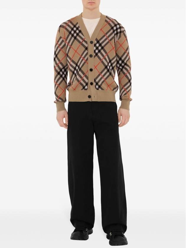 Burberry Check Wool Mohair Blend Cardigan Sand