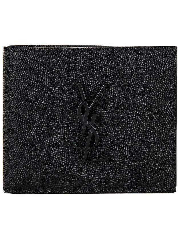 Saint Laurent Cassandre Leather Half Wallet Black