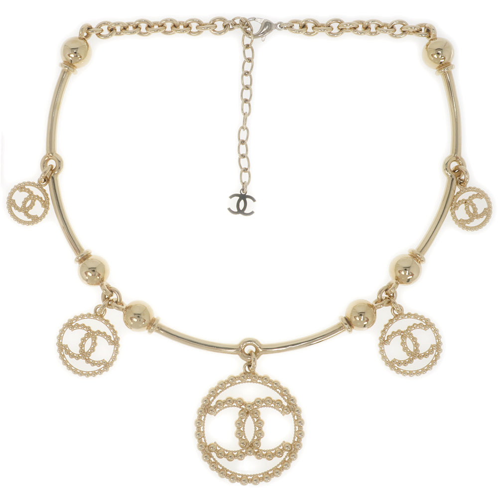 Chanel 5 Charm necklace Chocker C22C Coco CC Mark COCO 50cm G Color Accessories Jewelry
