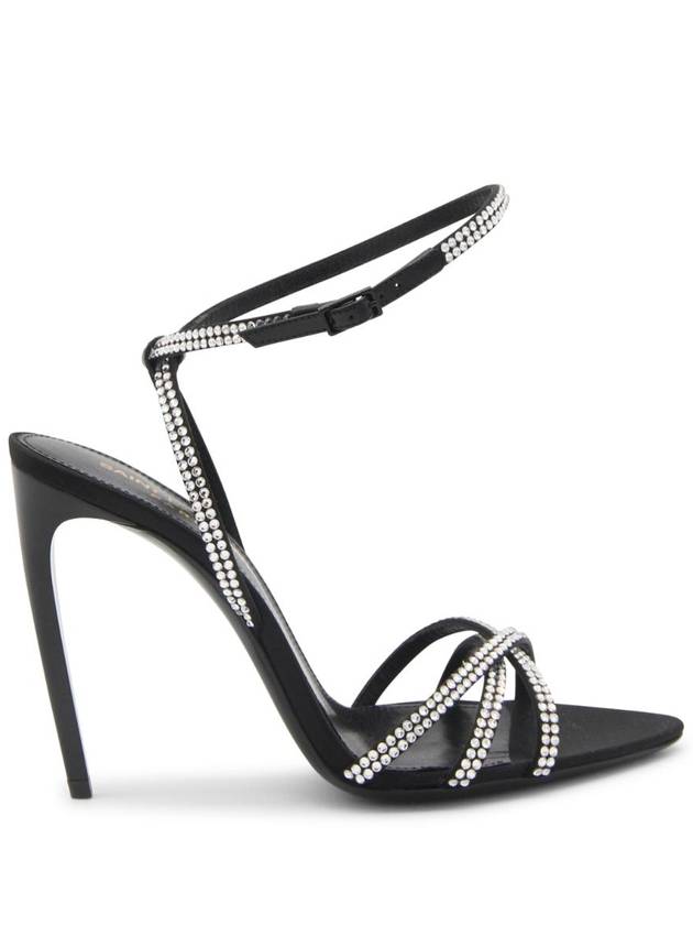 Saint Laurent BLACK SILK AVA SANDALS 7315581UUAC1067