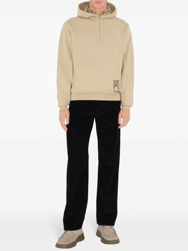 Burberry Check Label Cotton Hoodie Nutmeg