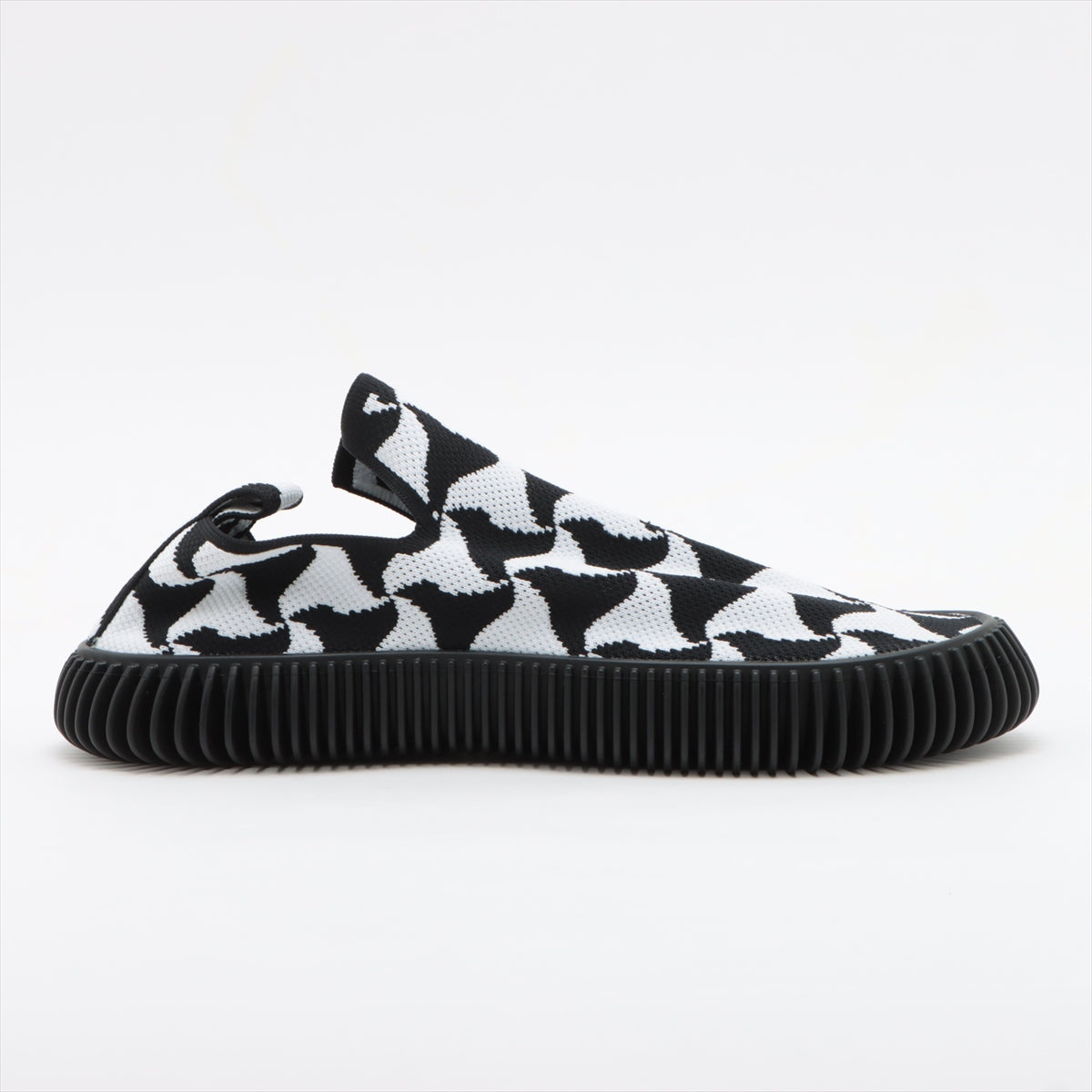 Bottega Veneta Fabric Slippon 43 Men Black x White Lattice Slippers